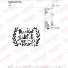 Thanksgiving Thankful Grateful Blessed Embroidery Design