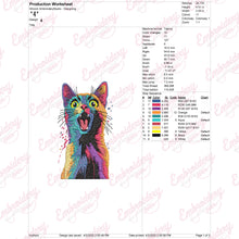 Multi Colored Cat Embroidery Design