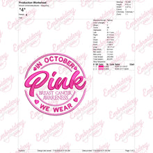 Breast Cancer Awareness Month Pink October Embroidery Design