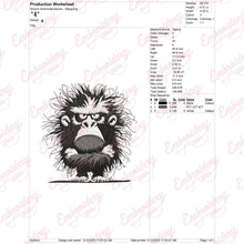 Grumpy Gorilla Embroidery Design