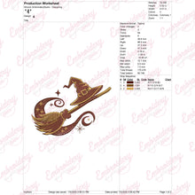 Halloween Broom Witch Hat Embroidery Design
