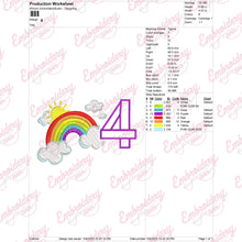 Rainbow Birthday Number 4 Embroidery Design