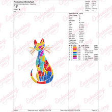 Colorful Kitten Cat Embroidery Design