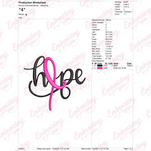 Hope Breast Cancer Ribbon Embroidery Design