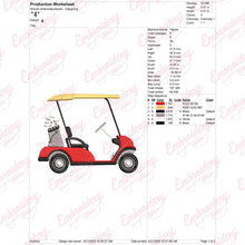 Red Golf Cart Embroidery Design