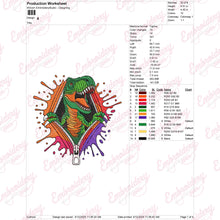 T-Rex Dinosaur Zipper Embroidery Design