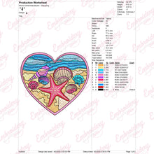 Heartshape Sea Beach Embroidery Design