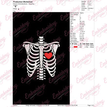 Halloween Skeleton Rib Cage With Heart Embroidery Design