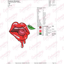 Woman Lips With Cherry Embroidery Design