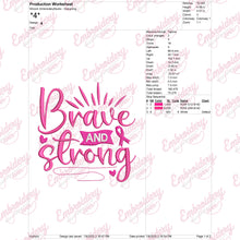 Brave And Strong Breast Cancer Awareness Embroidery Design