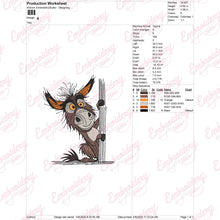 Funny Peeking Donkey Embroidery Design
