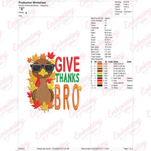 Give Thanks Bro Cute Turkey Thanksgiving Embroidery Design