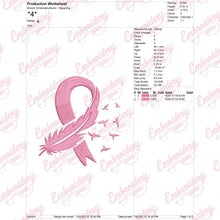 Feather Pink Ribbon Breast Cancer Embroidery Design
