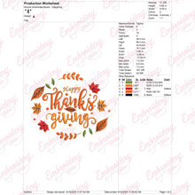 Happy Thanksgiving Embroidery Pattern