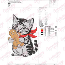 Christmas Cat Eating Gingerbread Embroidery Design