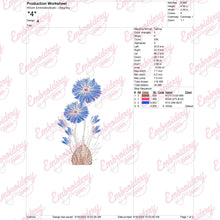 Blue Cornflower Machine Embroidery Design