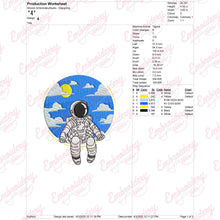 Astronaut Sitting in Space Embroidery Design