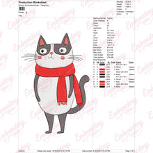 Cat With Christmas Scarf Embroidery File