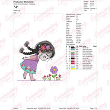 Cute Girl with Flowers Embroidery Design