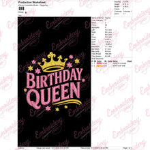 Birthday Queen Embroidery Design For Women Ladies