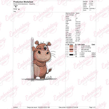 I Peeking You Hippo Embroidery Design