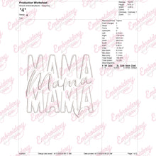 Mama Typography Heart Embroidery Design