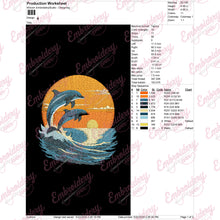 Twilight Dolphins Embroidery Design