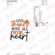Give Thanks With All Your Heart Thanksgiving Embroidery Design