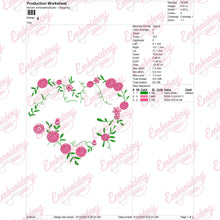 Romantic Heart Flower Embroidery Design
