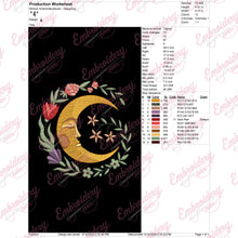 Botanical Moon Face Embroidery Design