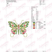 Tropical Leaves And Flowers Butterfly Embroidery Design