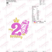 Butterfly My 2nd Birthday Machine Embroidery Design