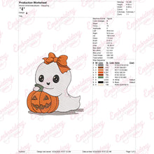 Halloween Girl Ghost With Pumpkin Embroidery Design