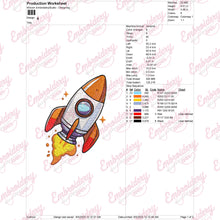 Space Rocket Embroidery Design