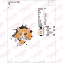 Cat Cracked Wall Embroidery Design