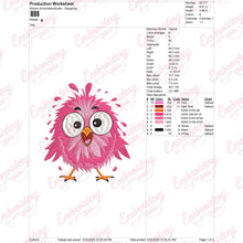 Cute Pink Bird Embroidery Design