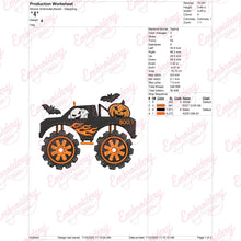 Halloween Monster Truck Embroidery Design