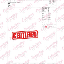 Certified Typography Embroidery Design