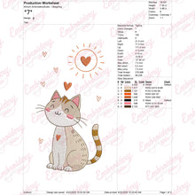 Colorful Cute Cat Embroidery Design