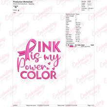 Pink Is My Power Color Breast Cancer Embroidery Design
