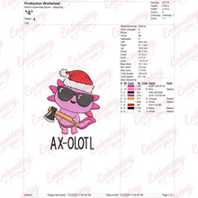 Cool Christmas Axolotl With Axe Embroidery Design