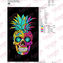 Tropical Pineapple Skull Embroidery Design