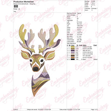 Colorful Deer Head Embroidery Design