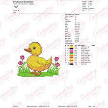 Cute Standing Duck In Green Grass Embroidery Design