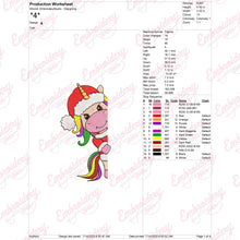 Peeking Unicorn Christmas Embroidery Design