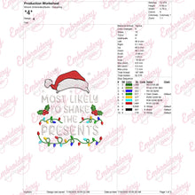Most Likely To Shake The Presents Christmas Embroidery Design