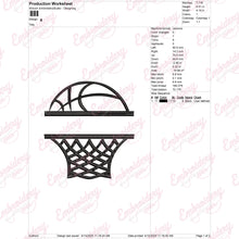 Basketball Monogram Split Embroidery Design