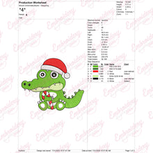 Cute Christmas Alligator Crocodile Embroidery Design