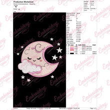 Moon With Star Embroidery Design