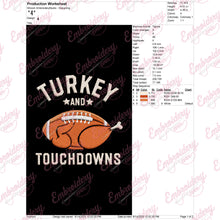 Turkey And Touchdowns Embroidery Design For Thanksgiving